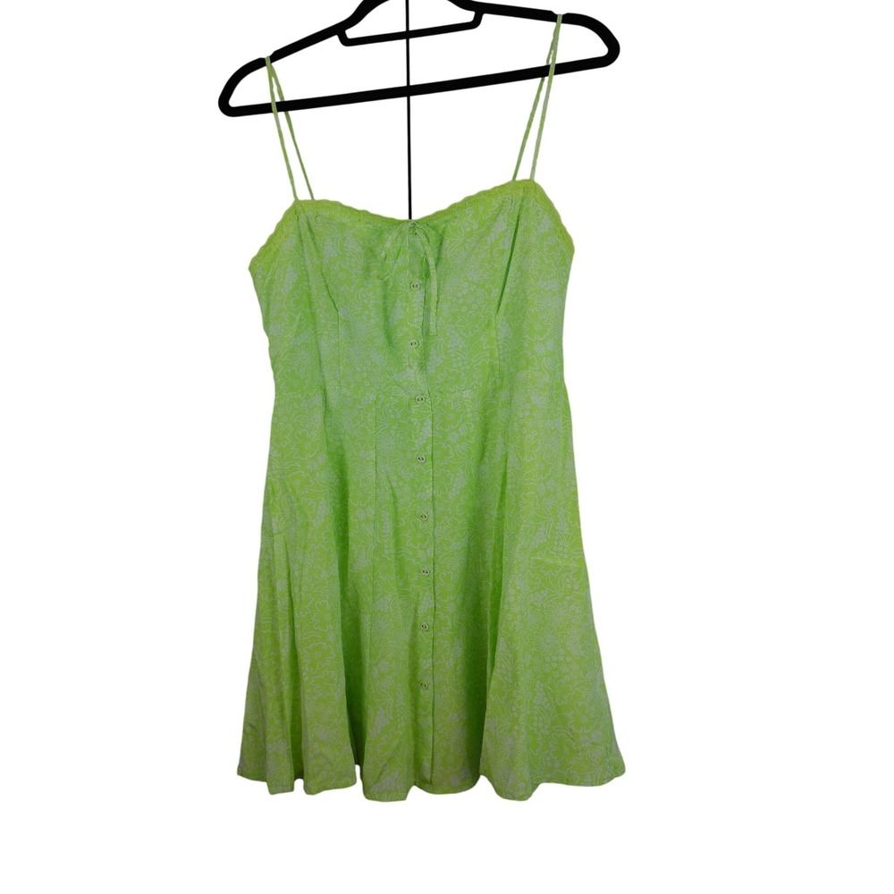 Lush Lime Green Ivory Floral Sleeveless Mini Dress DR99709-I Medium NWOT